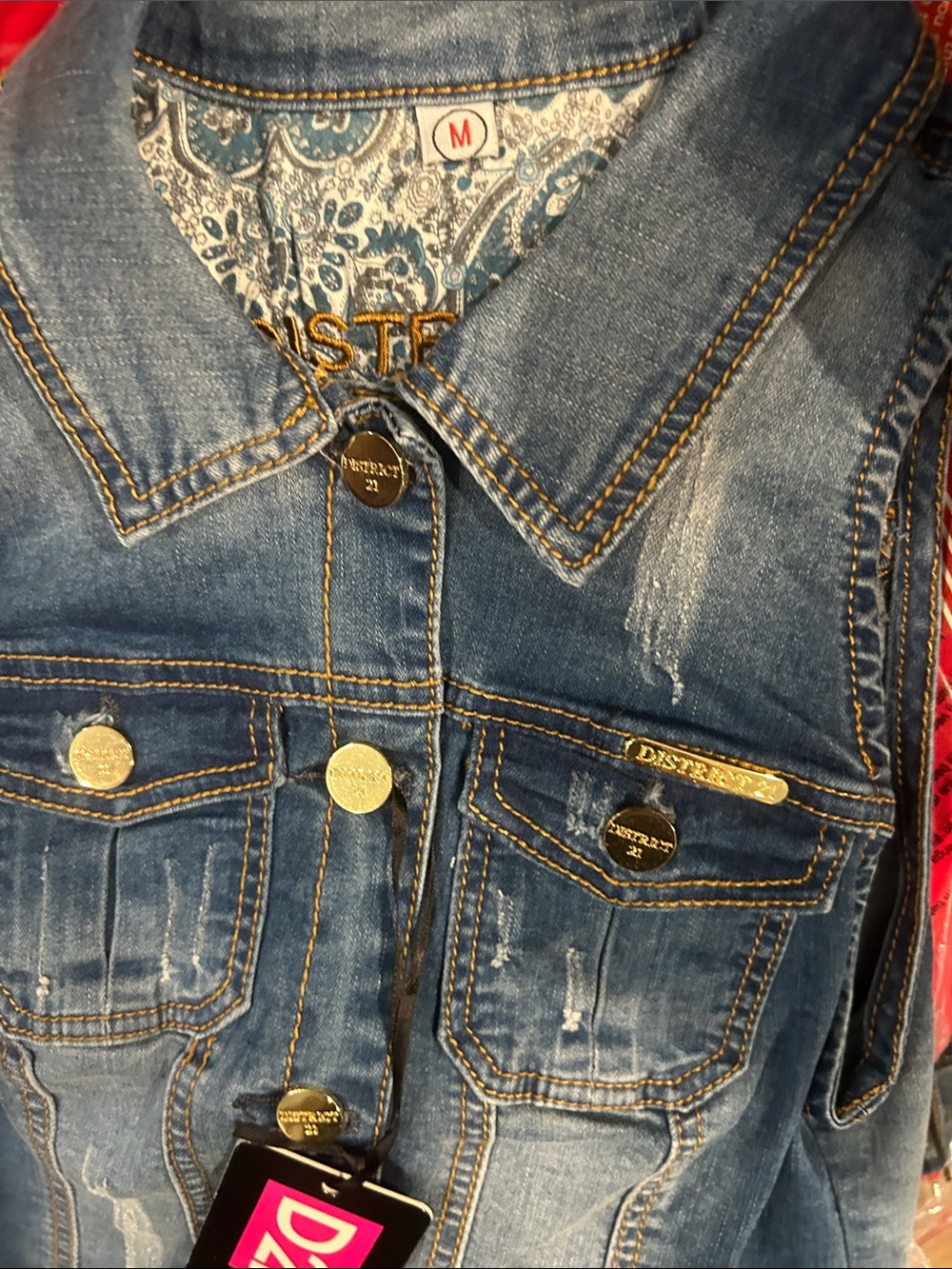 District Denim Vest in Blue - Picture 5 of 6
